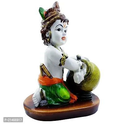 Classic Handcrafted Polyresine Bal Krishna Eating Makhan Showpiece For Home Decor And Office (Orange, Green, White)-thumb4