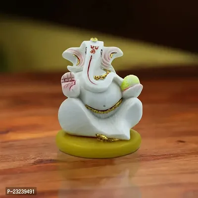 KARIGAARI - Ideas Hand Crafted Polyresin White Eco Friendly Lord Ganesh Idol Figurine