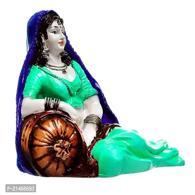 Classic- Ideas Hand Crafted Polyresin Eco Friendly Rajasthani Women Idol Figurine (Sea Green)-thumb4