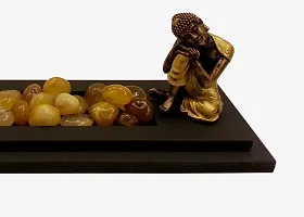 ClassicPolyresine and Wooden Resting Buddha T Lite Holder In Bronze-thumb4