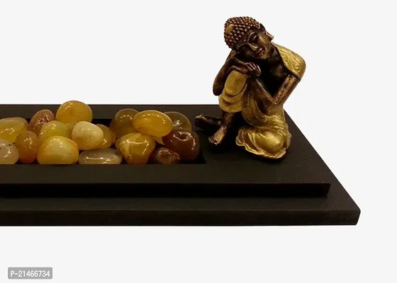 ClassicPolyresine and Wooden Resting Buddha T Lite Holder In Bronze-thumb5