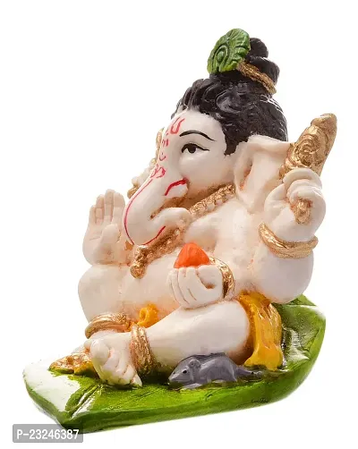 Karigaari India Handcrafted Polyresin Eco Friendly Lord Ganesha Ganpati Idol Figurine | Lord Ganesha Statue for Home Decoration (Multicolor)-thumb3