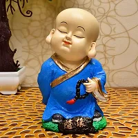 Karigaari India Buddha Showpiece in Blue in Reading Mantras I Buddha Idols for Home D?cor I Figurine, Showpiece, Sculpture for Health, Wealth  Prosperity-thumb1