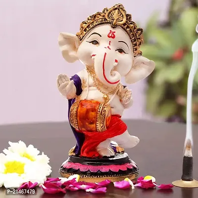 Classic Handcrafted Polyresin Eco Friendly Lord Ganesha Ganpati Idol Figurine | Lord Ganesha Statue For Home Decoration (Multicolor)