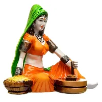 Karigaari India Handcrafted Rajasthani Lady Making Chakki Polyesine Idol Showpiece for Home Decor.-thumb4