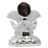 Karigaari India Silver Plated Ceramic Pagdi Ganesh Idol for car Dashboard  Home Decor I Car Dashboard Idols I Ganpati for car Dashboard I Car Idols for Dashboard (Size : 3 x 2 inches)-thumb3