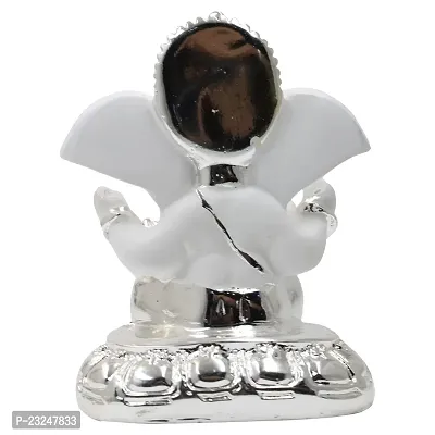 Karigaari India Silver Plated Ceramic Pagdi Ganesh Idol for car Dashboard  Home Decor I Car Dashboard Idols I Ganpati for car Dashboard I Car Idols for Dashboard (Size : 3 x 2 inches)-thumb4