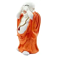 Classic- Ideas Hand Crafted Poly Resine Laughing Buddha Home Decorative Showpiece Idol (Kk0577, Orange)-thumb4