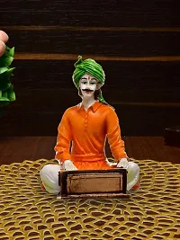 KARIGAARI - Ideas Hand Crafted Polyresin Orange Eco Friendly Rajasthani Idol Figurine-thumb1