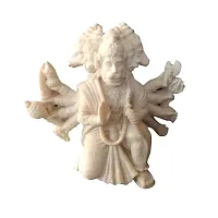 Classic Beautifully Handcrafted Marble Panchmukhi Hanuman Ji Idol For Car Dashboard, Temple Statue Showpiece-Size (3 Inch) (White)-thumb1