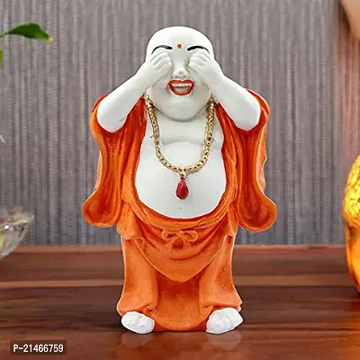 Classic- Ideas Hand Crafted Poly Resine Laughing Buddha Home Decorative Showpiece Idol (Kk0577, Orange)