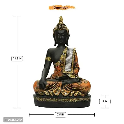 Classic Polyresine Sitting Buddha Showpiece Brown and Black-thumb3