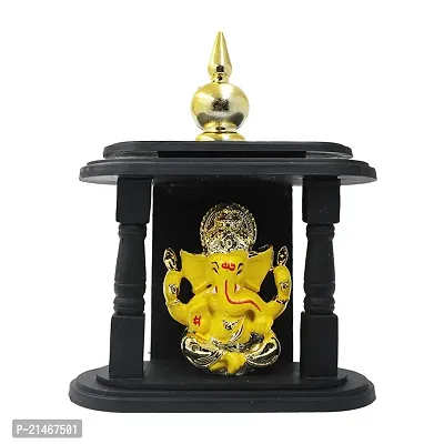 Classic Gold Plated Golden Kalas Temple Yellow Color Ganesh Idol For Car Dashboard and Home Decor I Car Dashboard Idols I Ganpati For Car Dashboard I Car Idols For Dashboard-thumb2