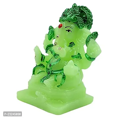 KARIGAARI - Ideas Hand Crafted Poly Resine Lord Ganesh Ji Idol for Home Decorative Showpiece Figurine (KK0572, Green)-thumb5