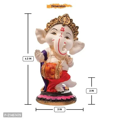 Classic Handcrafted Polyresin Eco Friendly Lord Ganesha Ganpati Idol Figurine | Lord Ganesha Statue For Home Decoration (Multicolor)-thumb5