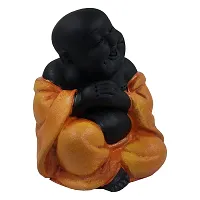 Karigaari India Polyresin Meditating Monk Buddha / Laughing Buddha / Happy Man Statue Standard Green Color, 1 Piece - Lb-04-thumb2