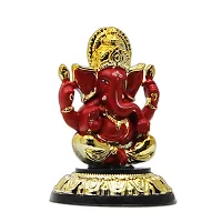 Classic Gold Plated Golden Stand Red Color Ganesh Idol For Car Dashboard and Home Decor I Car Dashboard Idols I Ganpati For Car Dashboard I Car Idols For Dashboard-thumb1