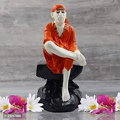 KARIGAARI - Ideas Hand Crafted Poly Resine Sai Baba Murti (KK0580, Orange)