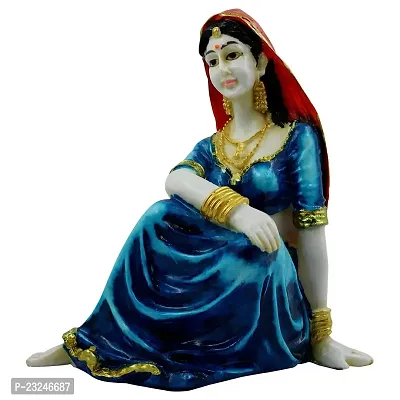 KARIGAARI - Ideas Hand Crafted Rajasthani Women Statue Figurine for Home D?cor Showpiece (KK0648)-thumb2