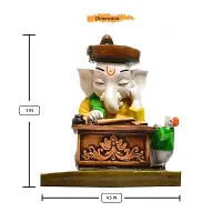 Classic Handcrafted Resin Lord Ganesh Ji Writing Geeta Showpiece For Home Decor And Office (Orange, Brown)-thumb2