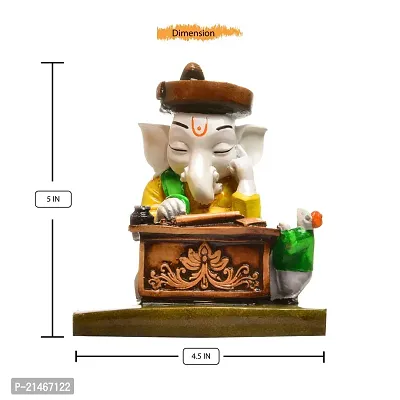 Classic Handcrafted Resin Lord Ganesh Ji Writing Geeta Showpiece For Home Decor And Office (Orange, Brown)-thumb3