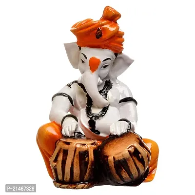 Classic Polyresine Ganesha Playing Tabla Idol-thumb3