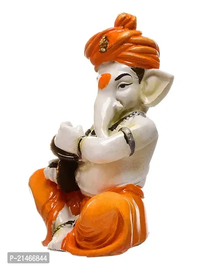 Classic Musical Ganesha Polyresin Figurine - (12.5X5.8 Cm, Multicolor)-thumb4