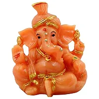 KARIGAARI - Ideas Hand Crafted Poly Resine Lord Ganesha Statue for Home Decor (KK0560, Orange)-thumb1