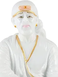 KRISHNAGALLERY1 Polyresin White Sai Baba Murti Statue Sai Idol for Home Pooja Gifted Showpiece Office D?cor Car Dashboard 5 Inch-thumb1