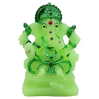 KARIGAARI - Ideas Hand Crafted Poly Resine Lord Ganesh Ji Idol for Home Decorative Showpiece Figurine (KK0572, Green)-thumb1