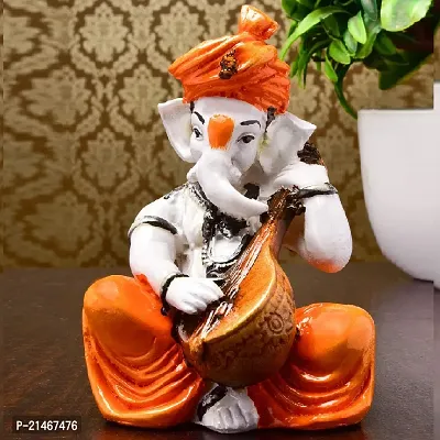 Classic Multicolor Ganesha Playing Veena Showpiece-thumb0