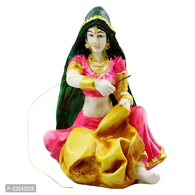 KARIGAARI - Ideas Hand Crafted Rajasthani Women Statue Figurine for Home D?cor Showpiece (KK0650)-thumb2