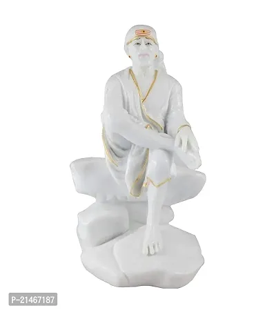 Krishnagallery1 Polyresin White Sai Baba Murti Statue Sai Idol For Home Pooja Gifted Showpiece Office Deacute;cor Car Dashboard 5 Inch-thumb3