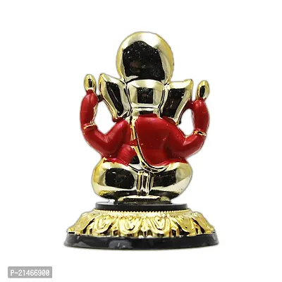 Classic Gold Plated Golden Stand Red Color Ganesh Idol For Car Dashboard and Home Decor I Car Dashboard Idols I Ganpati For Car Dashboard I Car Idols For Dashboard-thumb5