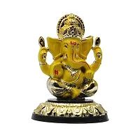 Classic Gold Plated Golden Stand Yellow Color Ganesh Idol For Car Dashboard and Home Decor I Car Dashboard Idols I Ganpati For Car Dashboard I Car Idols For Dashboard-thumb1