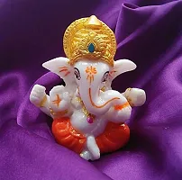 Karigaari India Lord Ganesha Statues Ganesh Ganpati Beautiful Car Dashboard Idol Figurine Showpiece Sculpture Hindu Good Luck God - Orange, Resin..-thumb2