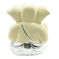 Karigaari India Ganpati Silver Plated Resin Ganesha for Car Dashboard Idol  Showpiece (4 x 4, Gold and Off White) showpiece,(Pack of 1)-thumb3