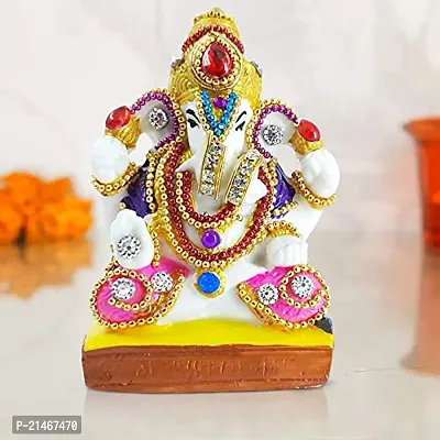 Classic- Ideas Hand Crafted Studded With Stone Car Dashboard Ganesha With Designer Decoration I Pooja Mandir I Gifting In Home Innaugrations I Bulk Gifting