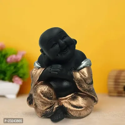 Karigaari India Polyresin Meditating Monk Buddha / Laughing Buddha / Happy Man Statue Standard Blue Color, 1 Piece - Lb-02