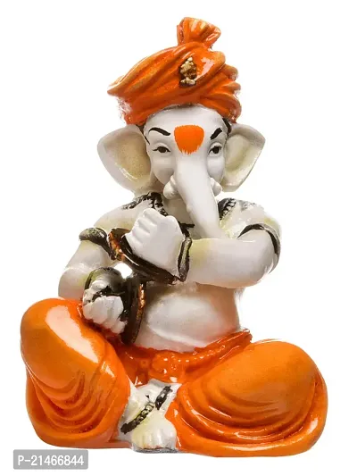 Classic Musical Ganesha Polyresin Figurine - (12.5X5.8 Cm, Multicolor)