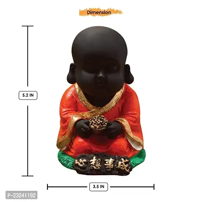 Karigaari India Handcrafted Resine Little Red Sitting Buddha Showpiece | Buddha Idols for Home Decor-thumb4