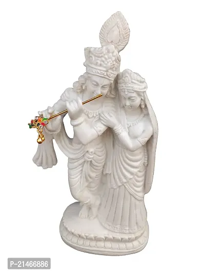 Shivaniart Polymarble Radha-Krishna Idol, 9, White-thumb5