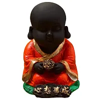 Karigaari India Handcrafted Resine Little Red Sitting Buddha Showpiece | Buddha Idols for Home Decor-thumb2