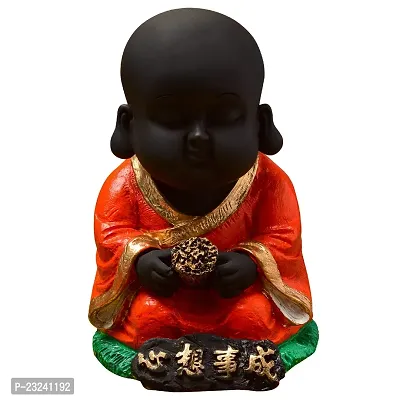 Karigaari India Handcrafted Resine Little Red Sitting Buddha Showpiece | Buddha Idols for Home Decor-thumb3