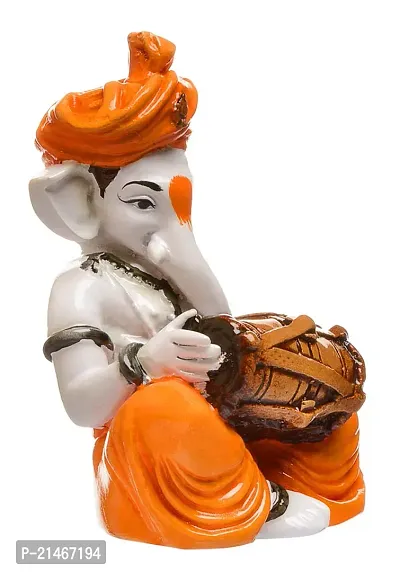 Classic Polyresine Ganesha Playing Dholak Idol-thumb4