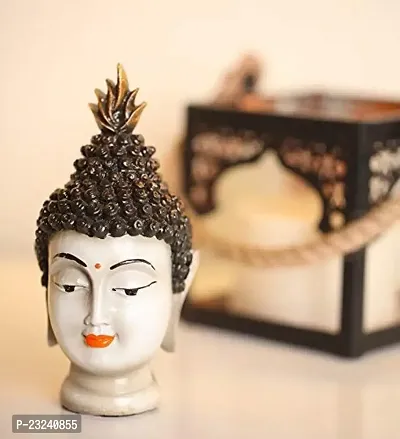 Karigaari India Antique Buddha Head Idol (White)