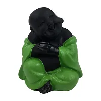 Karigaari India Polyresin Meditating Monk Buddha / Laughing Buddha / Happy Man Statue Standard Black Color, 1 Piece - Lb-05-thumb1