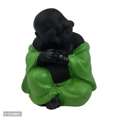 Karigaari India Polyresin Meditating Monk Buddha / Laughing Buddha / Happy Man Statue Standard Black Color, 1 Piece - Lb-05-thumb2