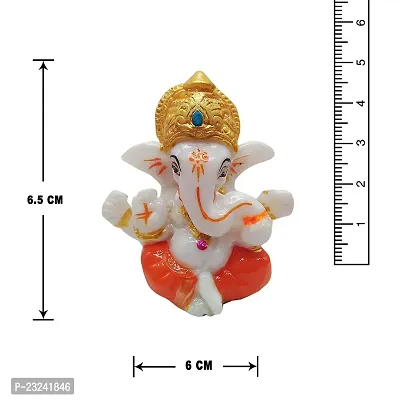 Karigaari India Lord Ganesha Statues Ganesh Ganpati Beautiful Car Dashboard Idol Figurine Showpiece Sculpture Hindu Good Luck God - Orange, Resin..-thumb4