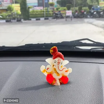 Rare Planet Polystone Car Dashboard Ganesh Idol Handpainted Lord Ganesha Idols for Home Decor Showpiece Murti (Multicolor, 5.3 cm x 5.7 cm x 2 cm)